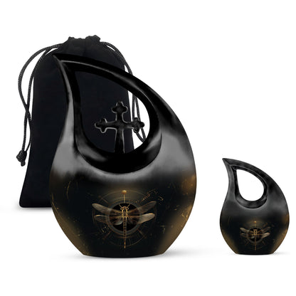 Personalized Dragonfly Cremation Urn for Human Ashes - 10-inch, 200 cu in - Yatskia