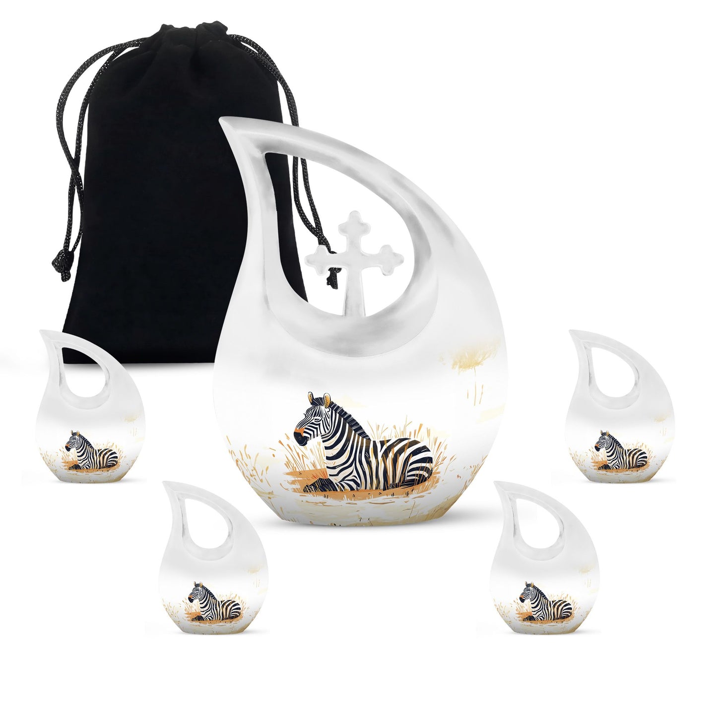 10-Inch Zebra-themed Aluminium Memorial Urn