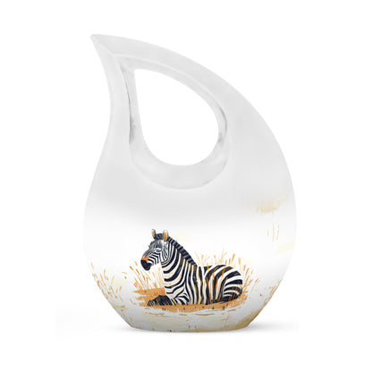 10-Inch Zebra-themed Aluminium Memorial Urn