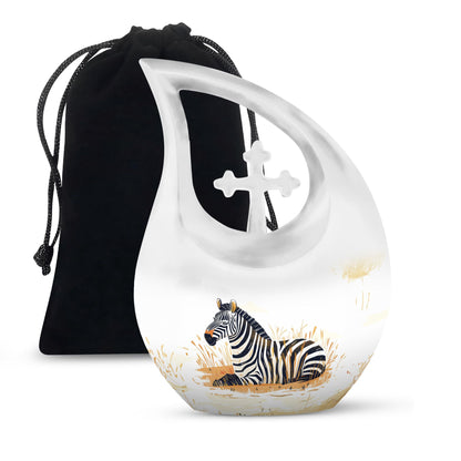 Personalized Zebra Cremation Urn for Human Ashes - 10-inch, 200 cu in - Yatskia