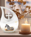 10-Inch Zebra-themed Aluminium Memorial Urn