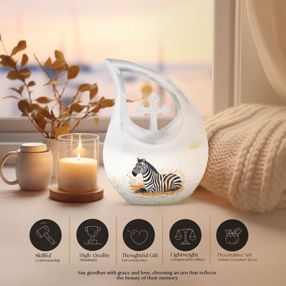 10-Inch Zebra-themed Aluminium Memorial Urn