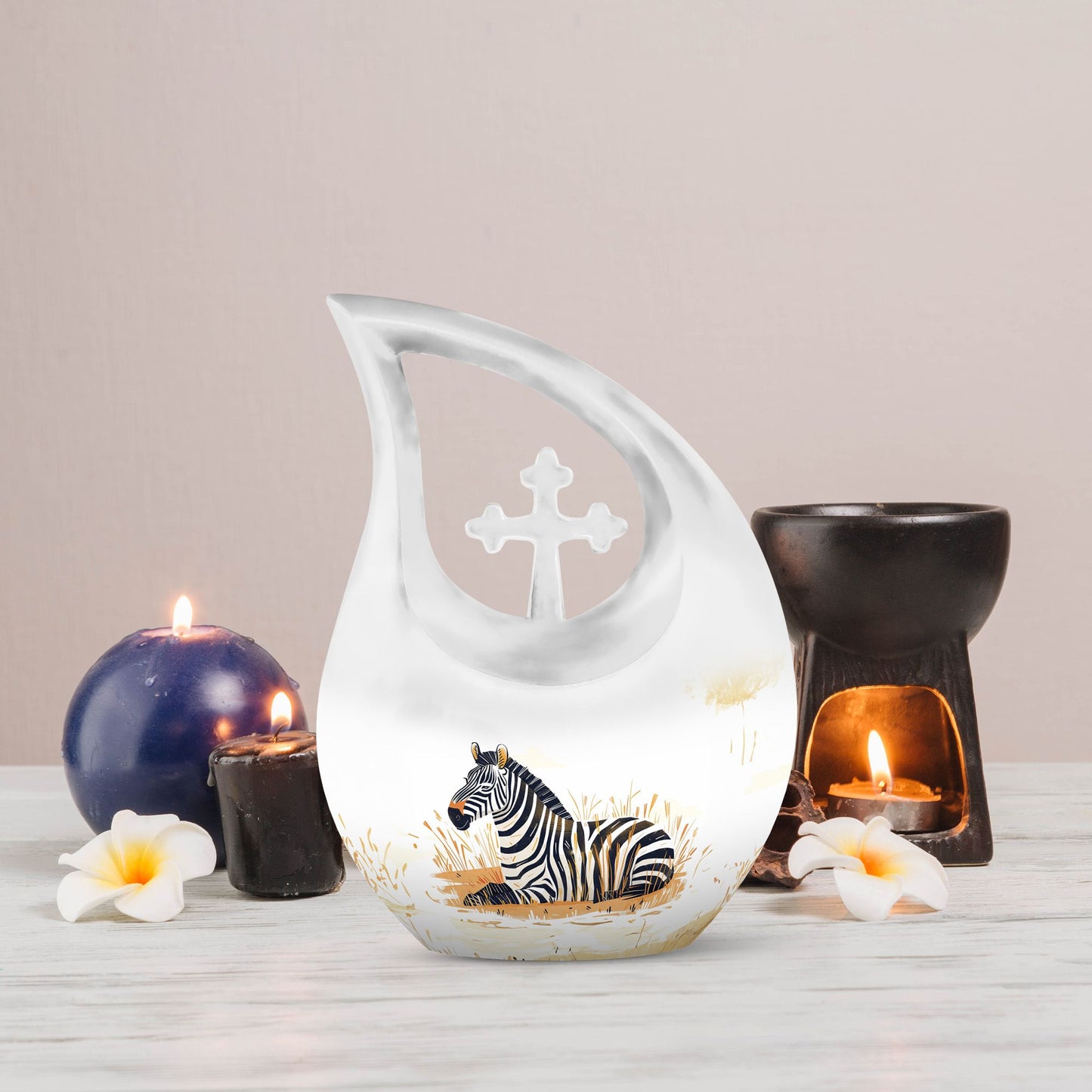 10-Inch Zebra-themed Aluminium Memorial Urn