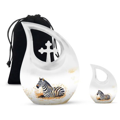 10-Inch Zebra-themed Aluminium Memorial Urn