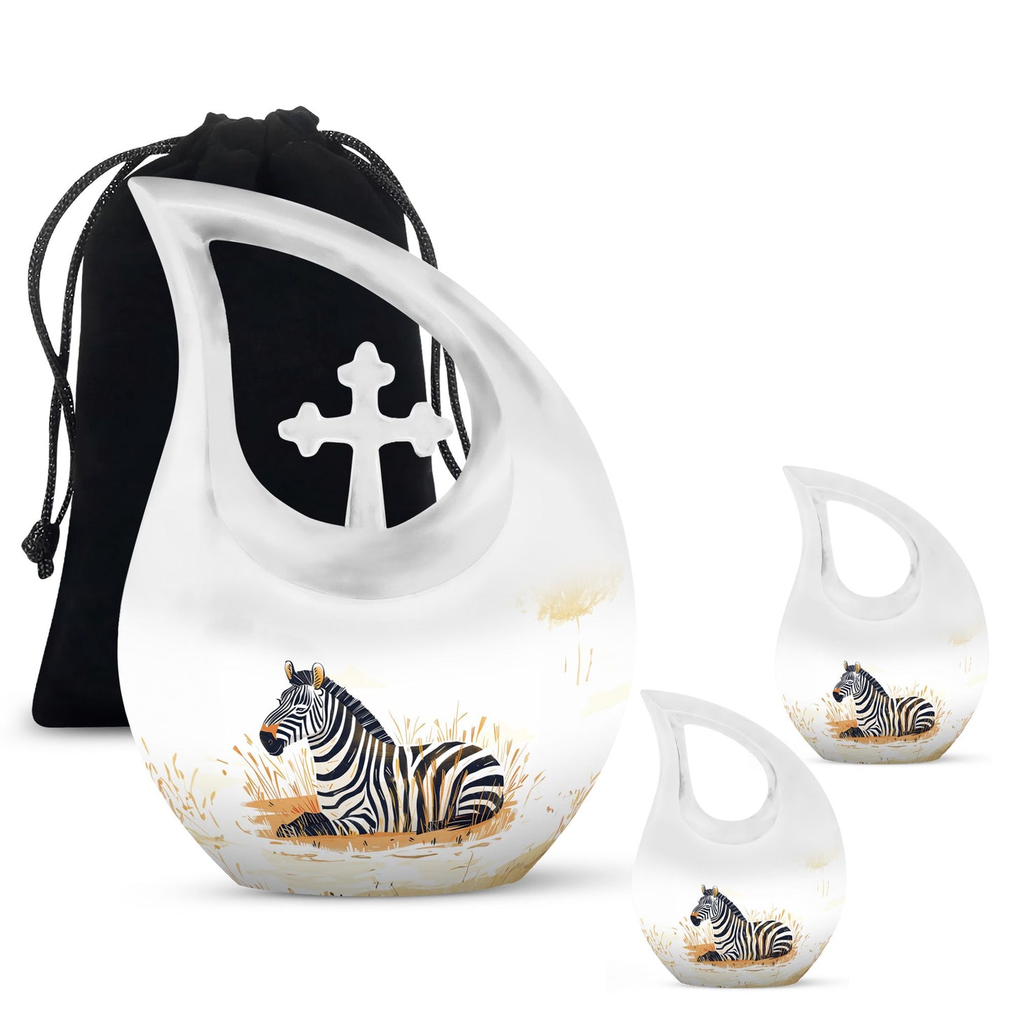 Personalized Zebra Cremation Urn for Human Ashes - 10-inch, 200 cu in - Yatskia
