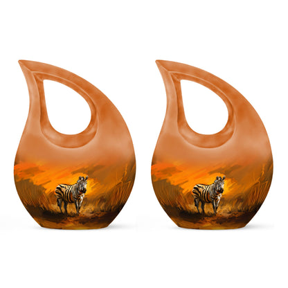 Personalized Zebra Cremation Urn for Human Ashes - 10-inch, 200 cu in - Yatskia