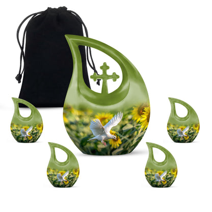 10-inch Dove Urn with Cross Drop design,