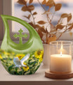 10-inch Dove Urn with Cross Drop design,