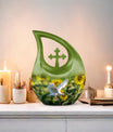 10-inch Dove Urn with Cross Drop design,