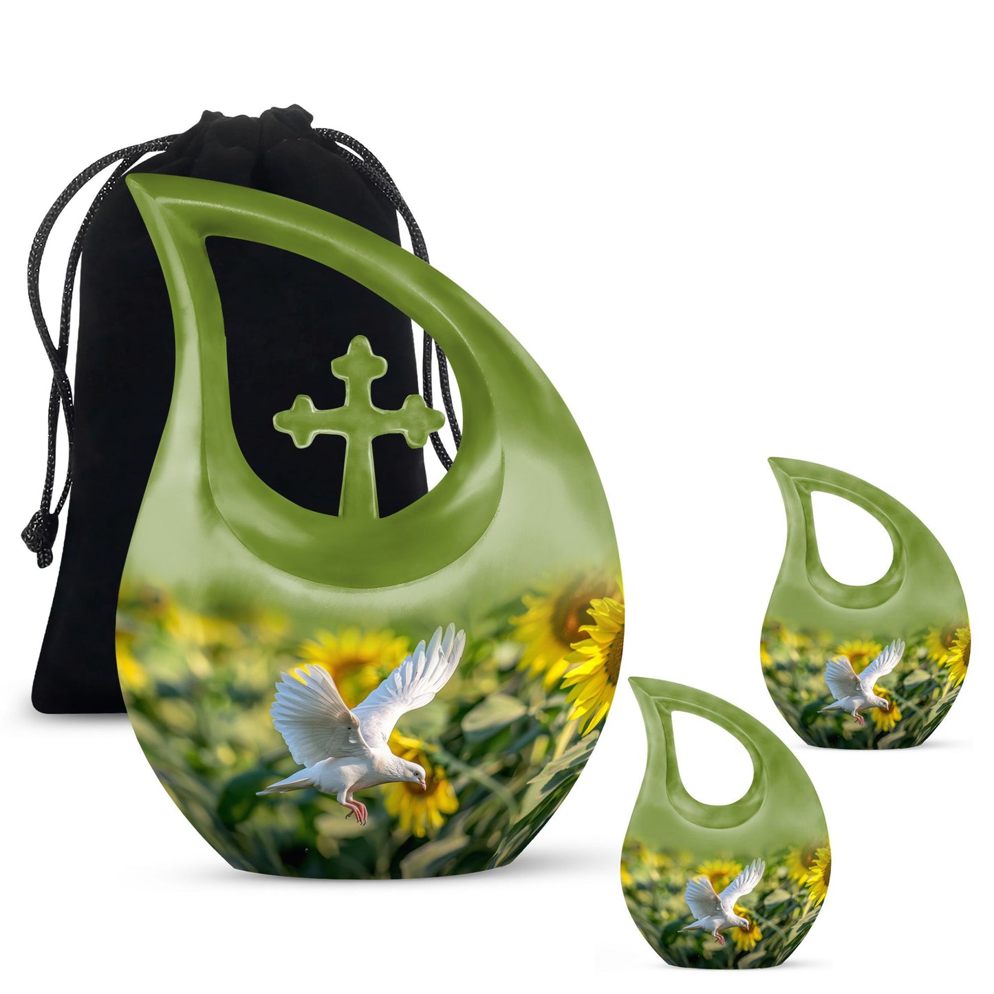 10-inch Dove Urn with Cross Drop design,