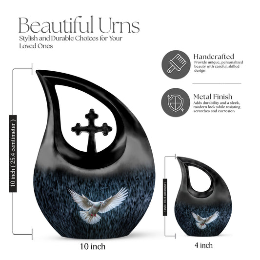 10 Inch Cross Drop Dove Urn,