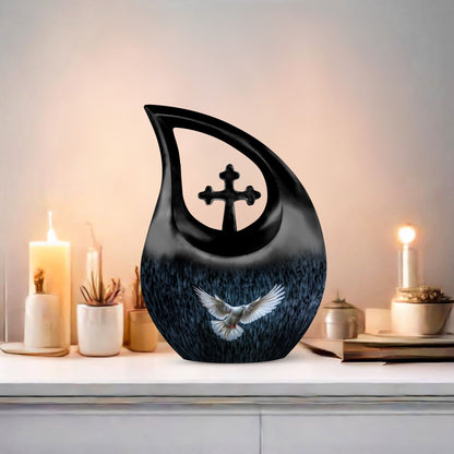 10 Inch Cross Drop Dove Urn,
