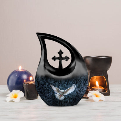 10 Inch Cross Drop Dove Urn,