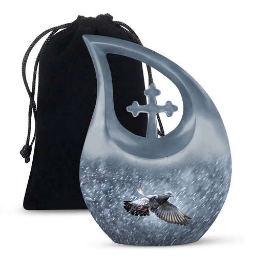 10 inch Dove Urn; Cross Drop design