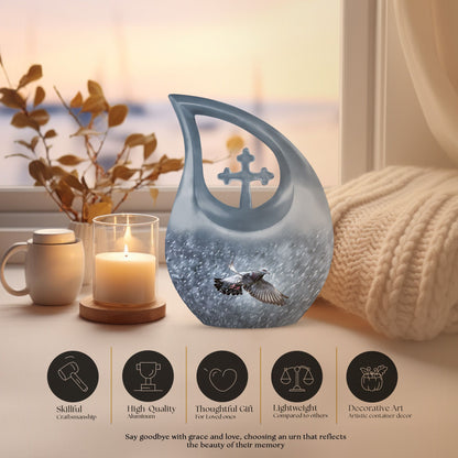 10 inch Dove Urn; Cross Drop design