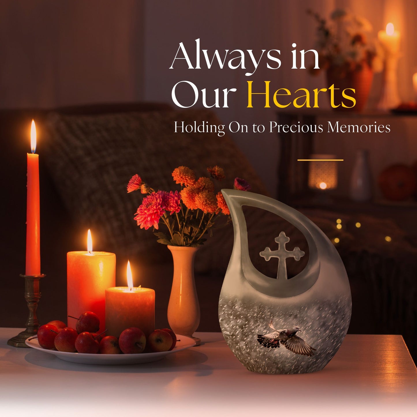 10 inch Dove Urn; Cross Drop design