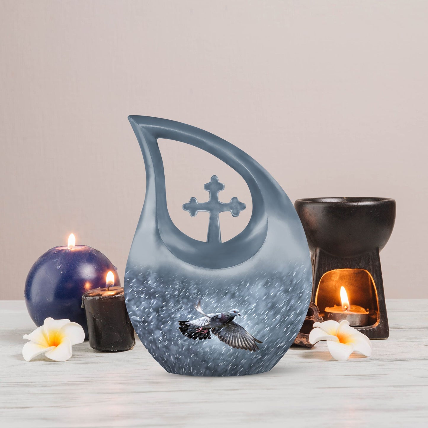10 inch Dove Urn; Cross Drop design
