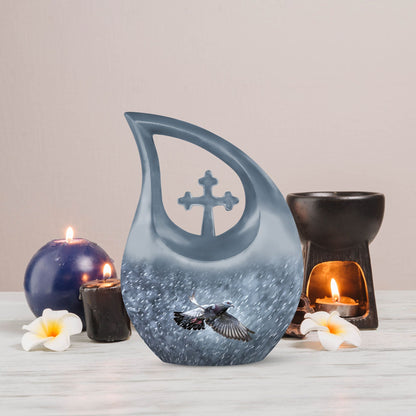 10 inch Dove Urn; Cross Drop design