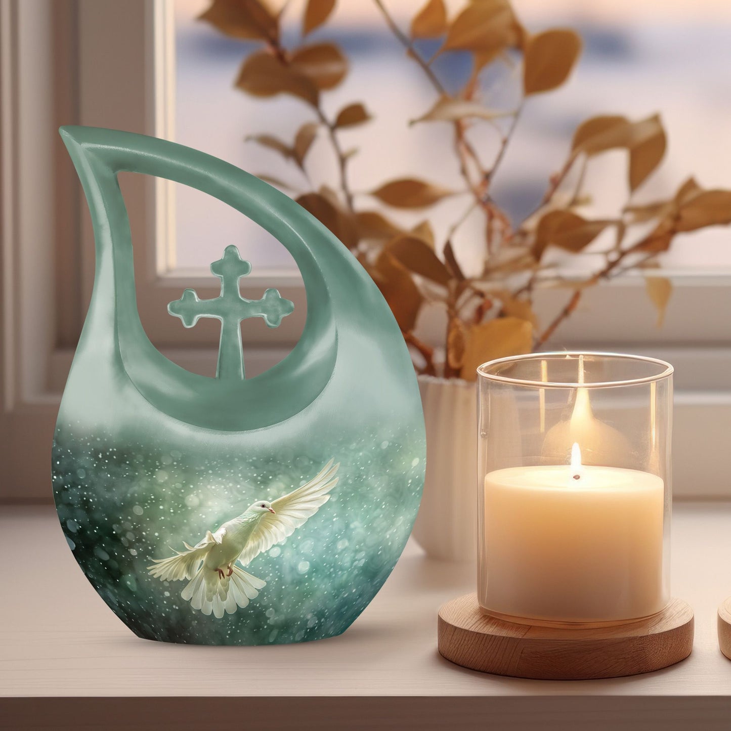 Dove-themed Cross Drop Dove Urn, 