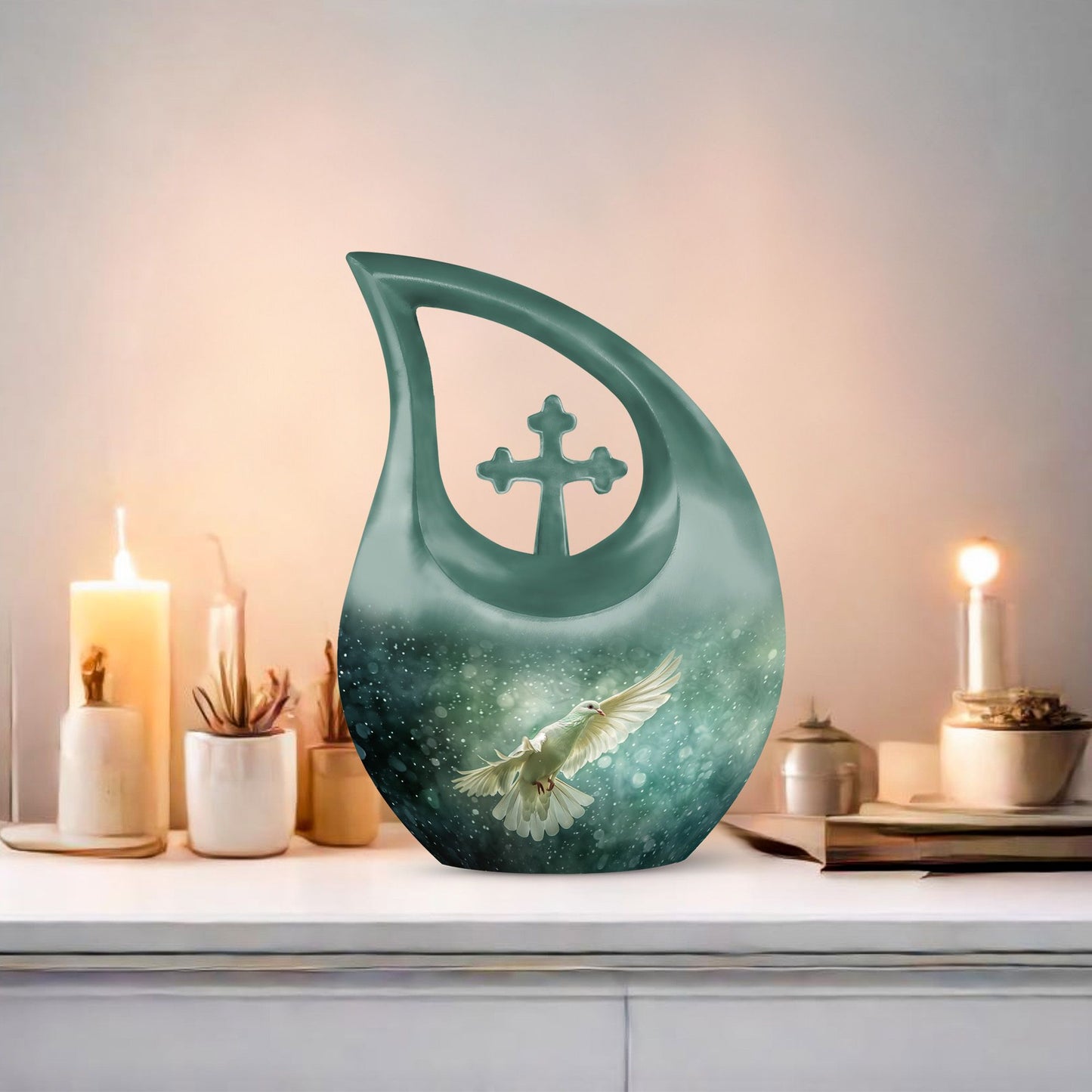 Dove-themed Cross Drop Dove Urn, 