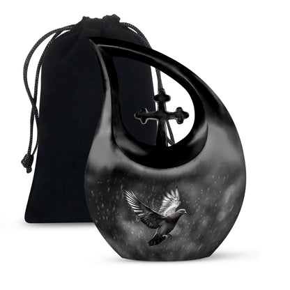 10-inch Dove themed Cross Drop Funeral Urn