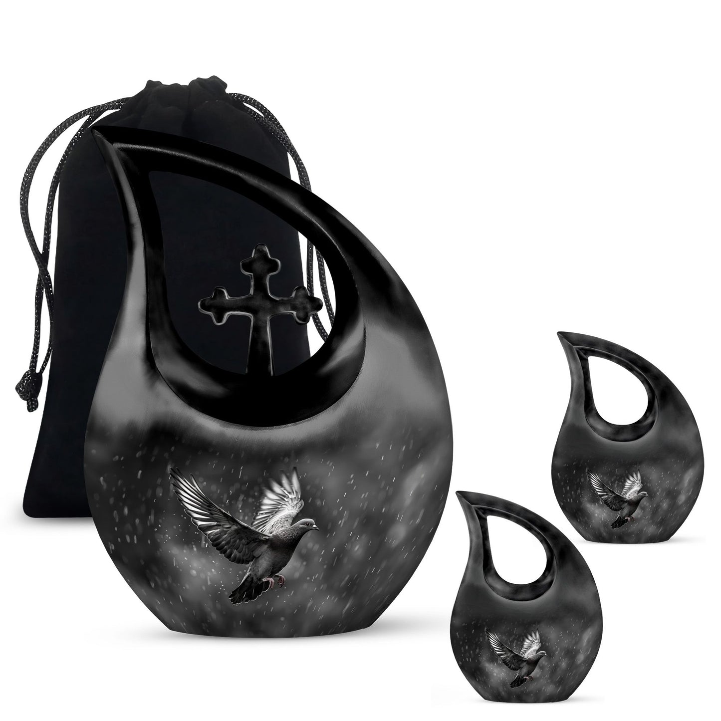 10-inch Dove themed Cross Drop Funeral Urn