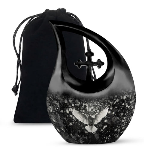 10-inch Dove Urn with Cross Drop design,