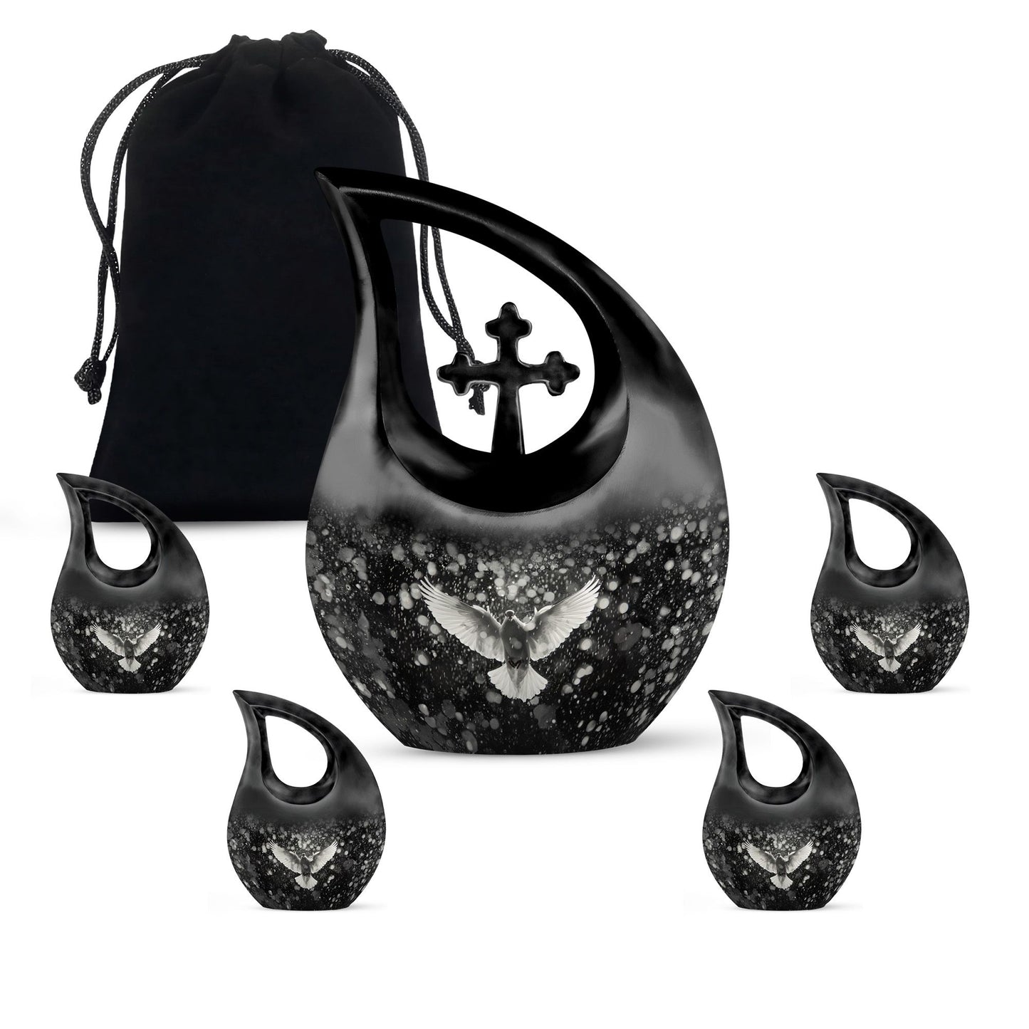 10-inch Dove Urn with Cross Drop design,