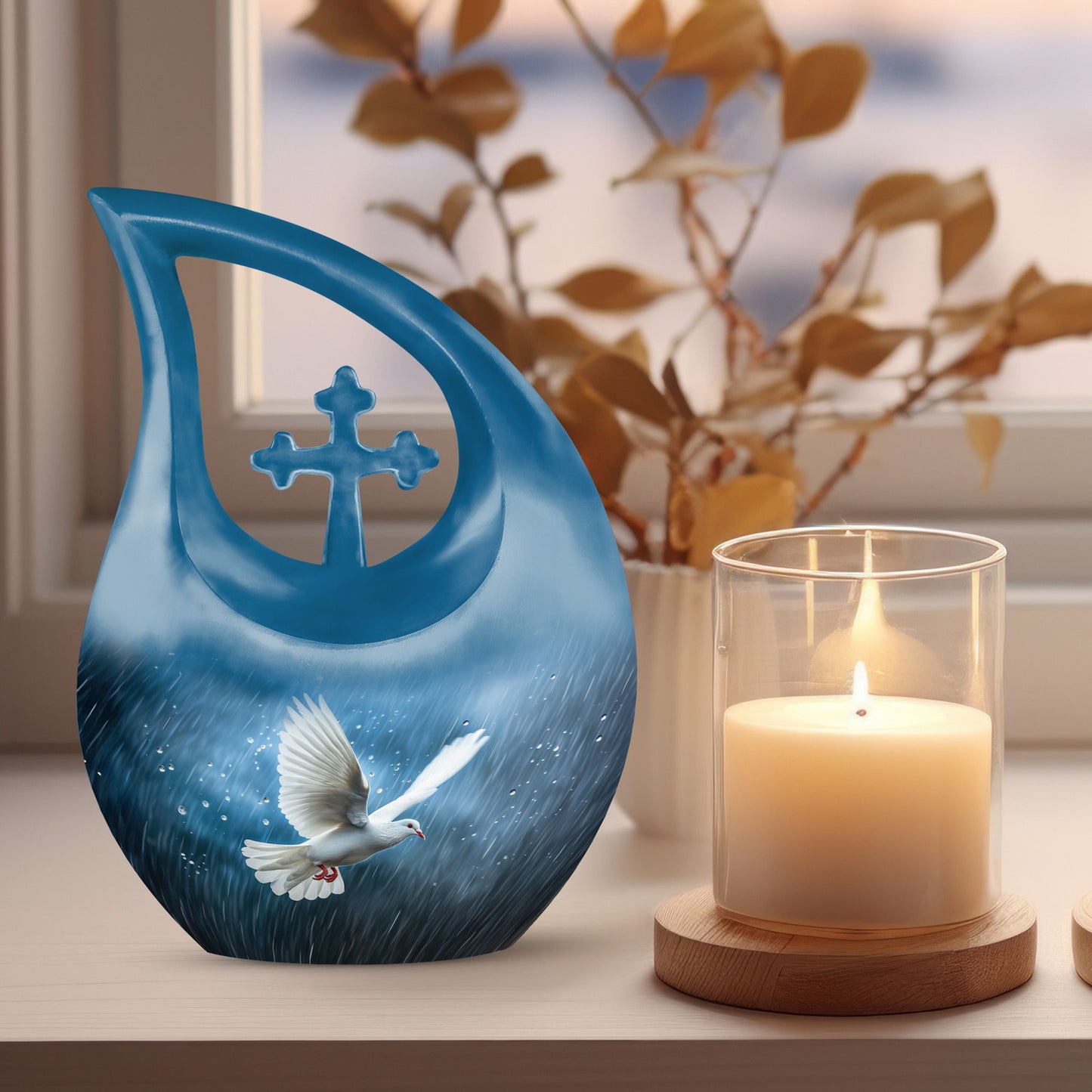 Elegant 10-inch Dove Urn, Double Urn 
