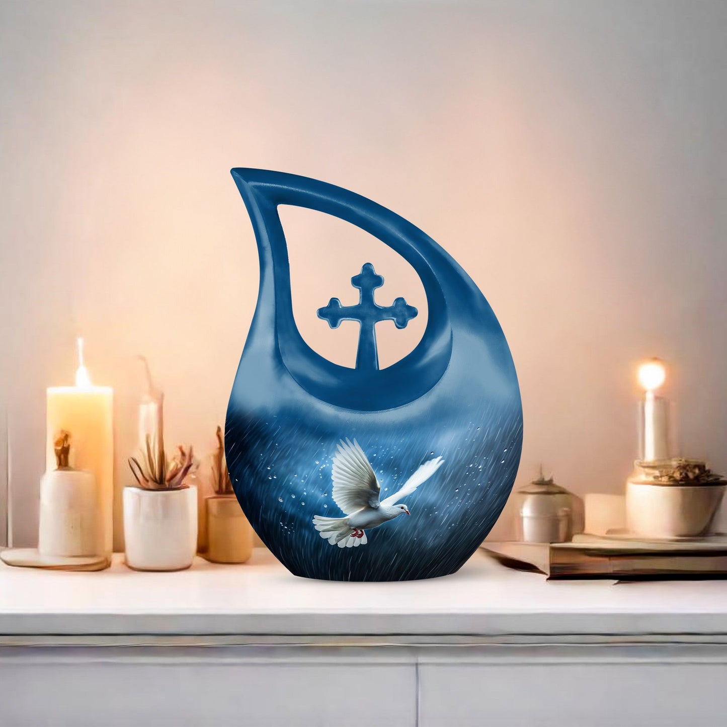 Elegant 10-inch Dove Urn, Double Urn 