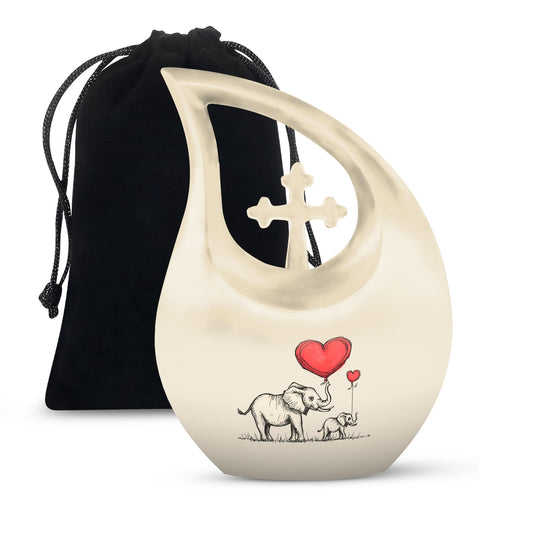 10 Inch Elephant Family Urn 