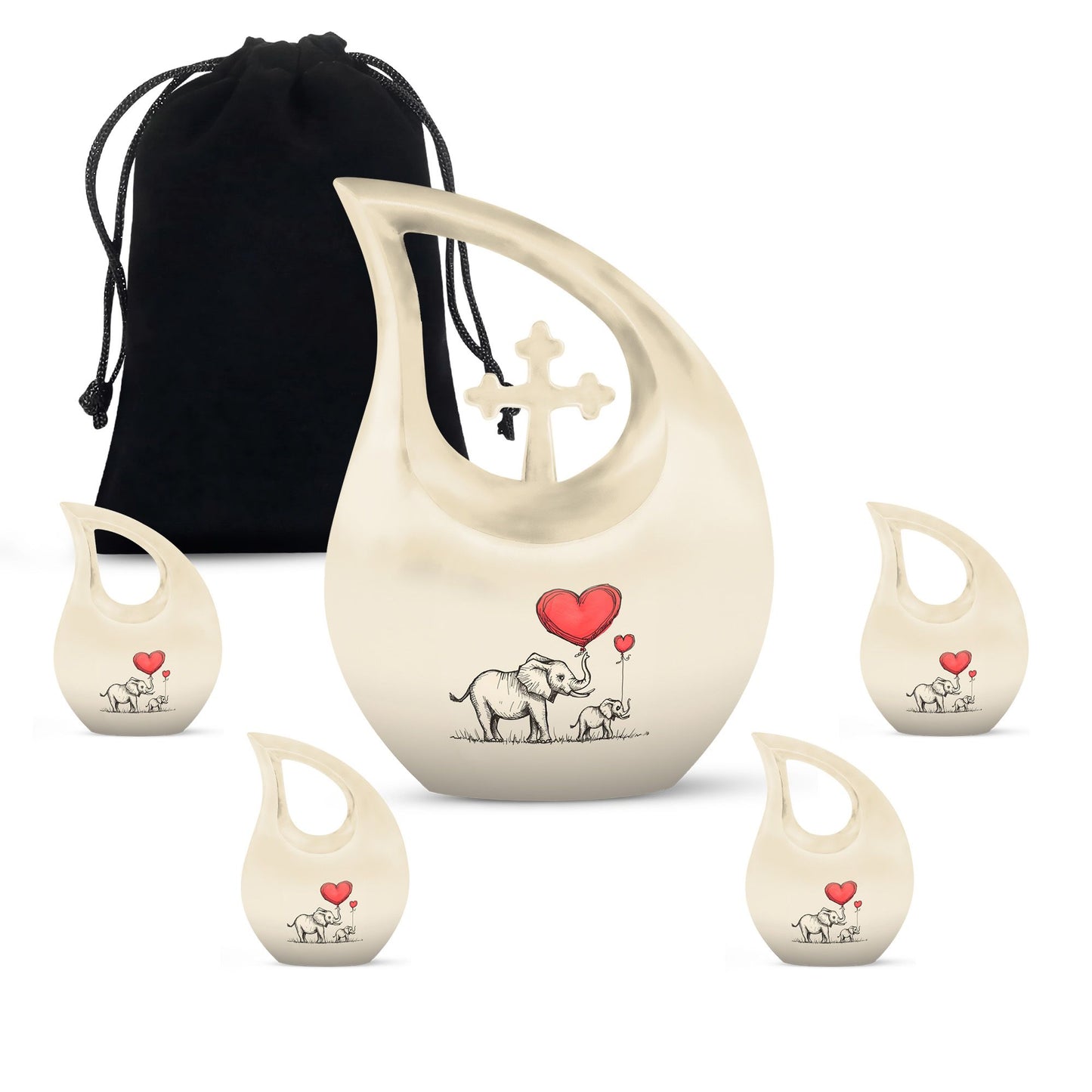 10 Inch Elephant Family Urn 