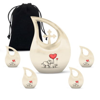 10 Inch Elephant Family Urn 