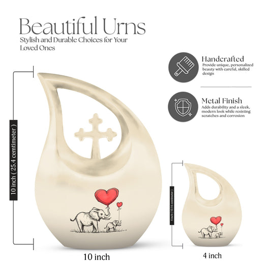 10 Inch Elephant Family Urn 