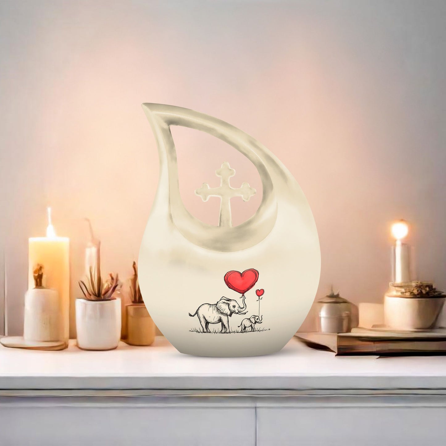 10 Inch Elephant Family Urn 