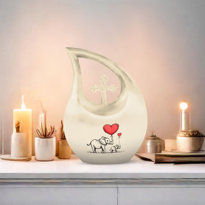 10 Inch Elephant Family Urn 