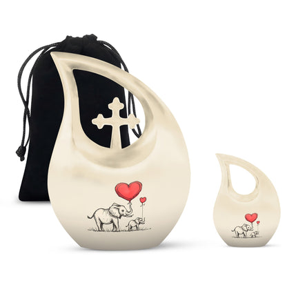 10 Inch Elephant Family Urn 