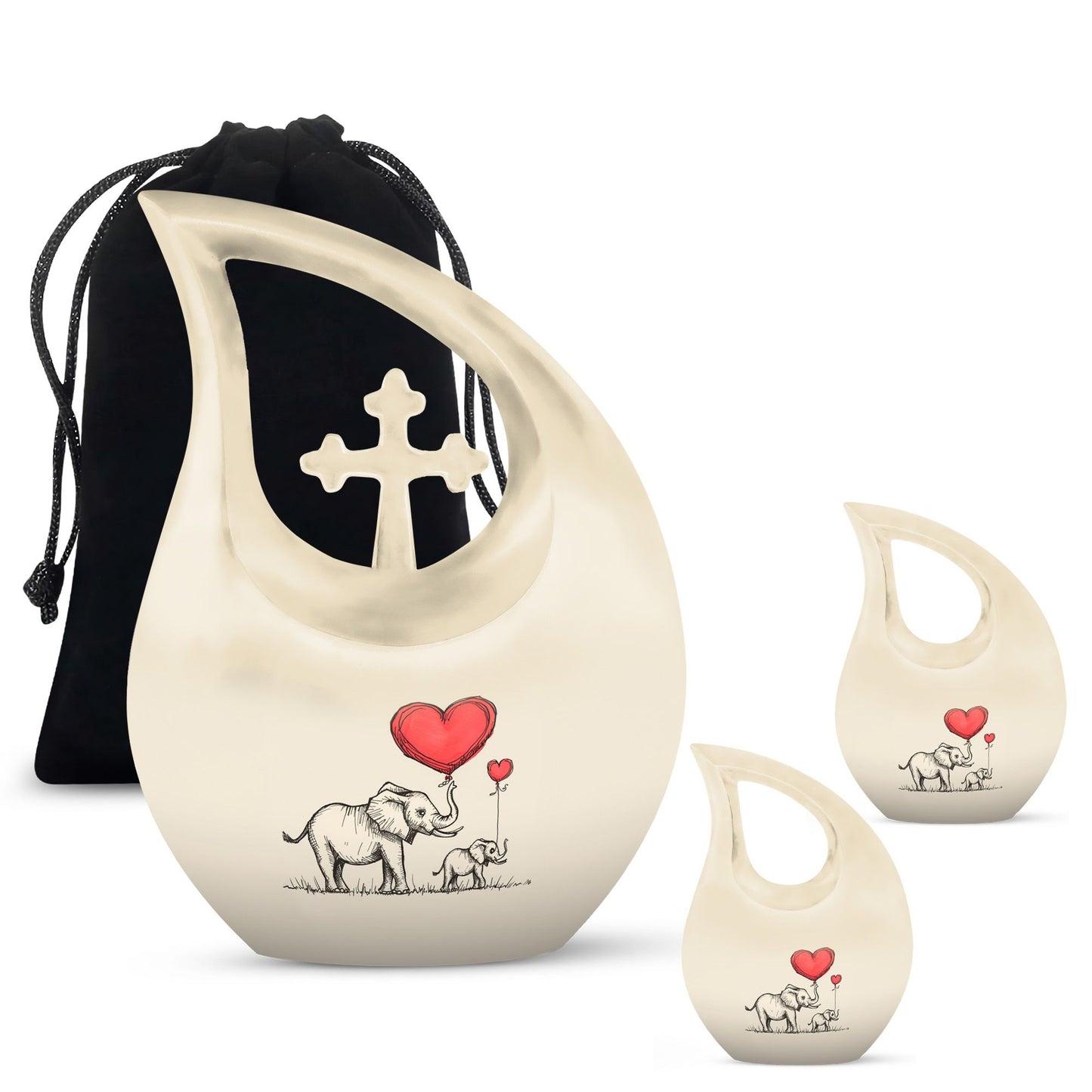 10 Inch Elephant Family Urn 
