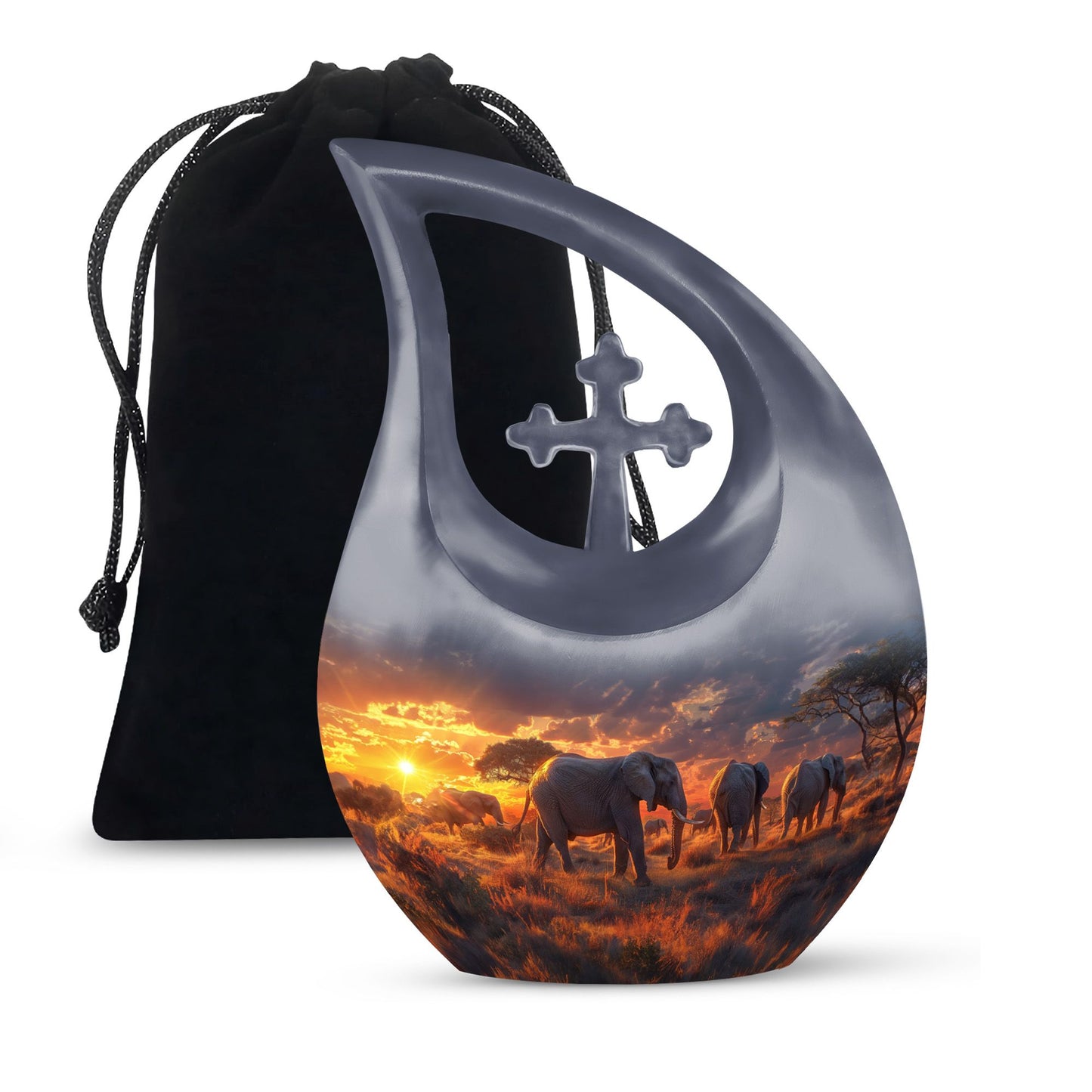 10-inch Elephant Family Urn, 