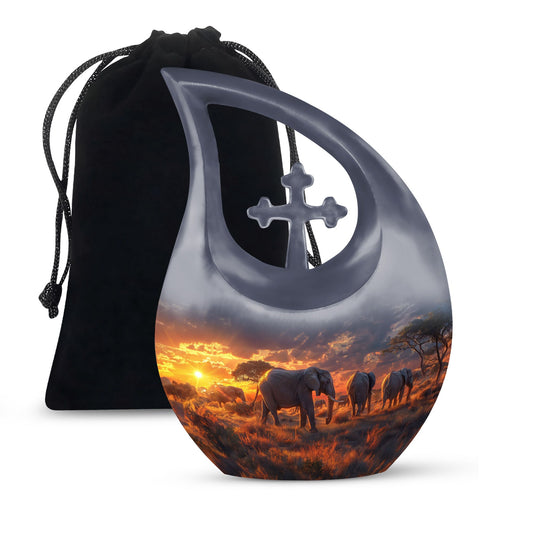 10-inch Elephant Family Urn, 