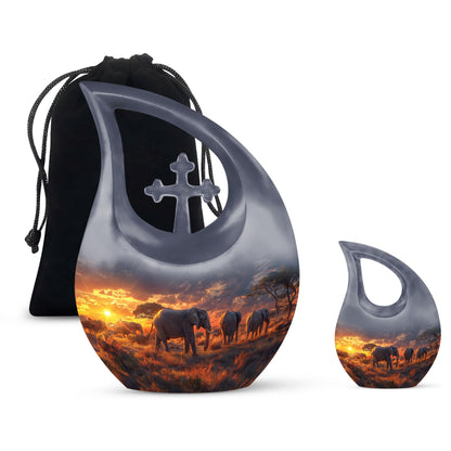 10-inch Elephant Family Urn, 