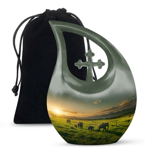 10-inch Pink Elephant Family Urn 