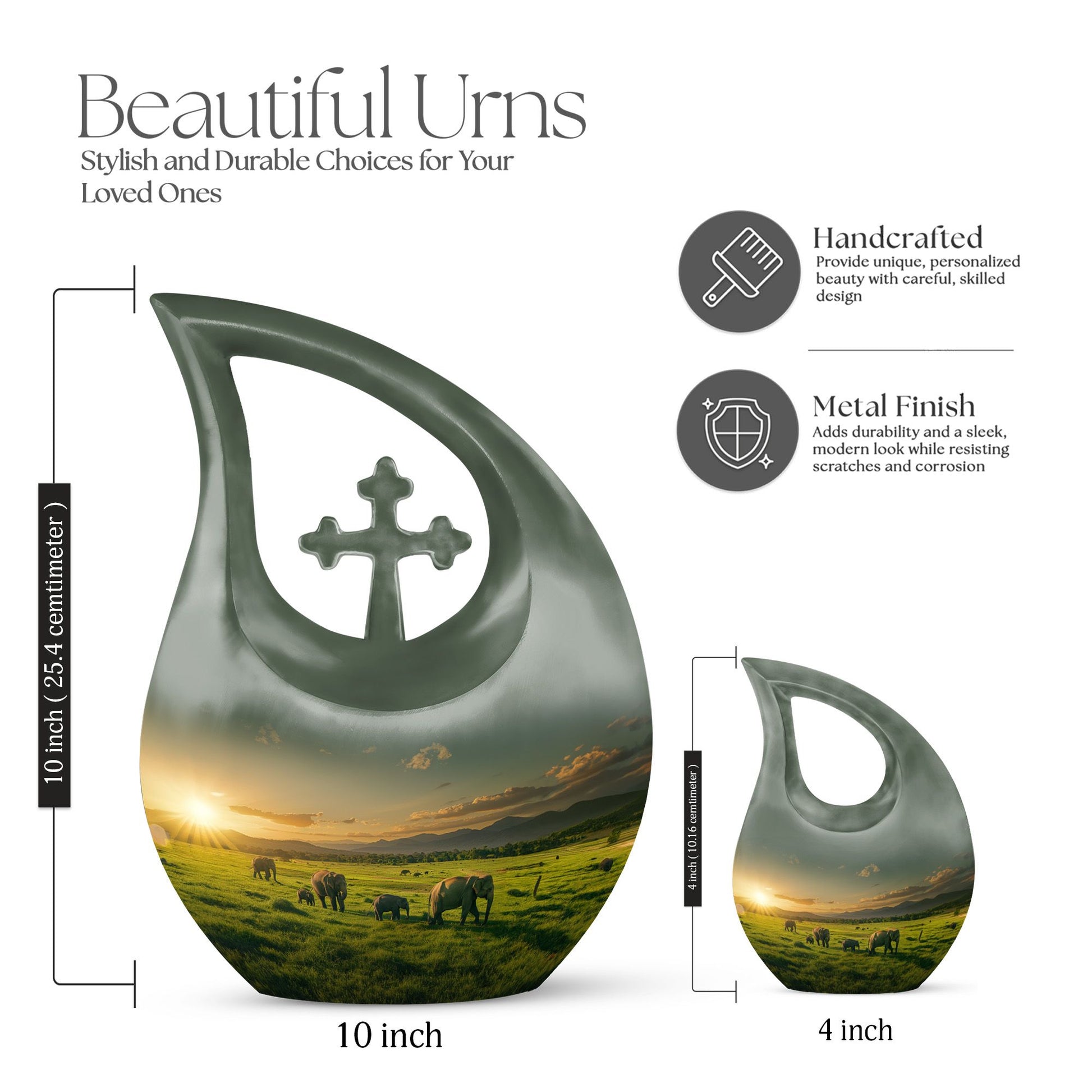 10-inch Pink Elephant Family Urn 