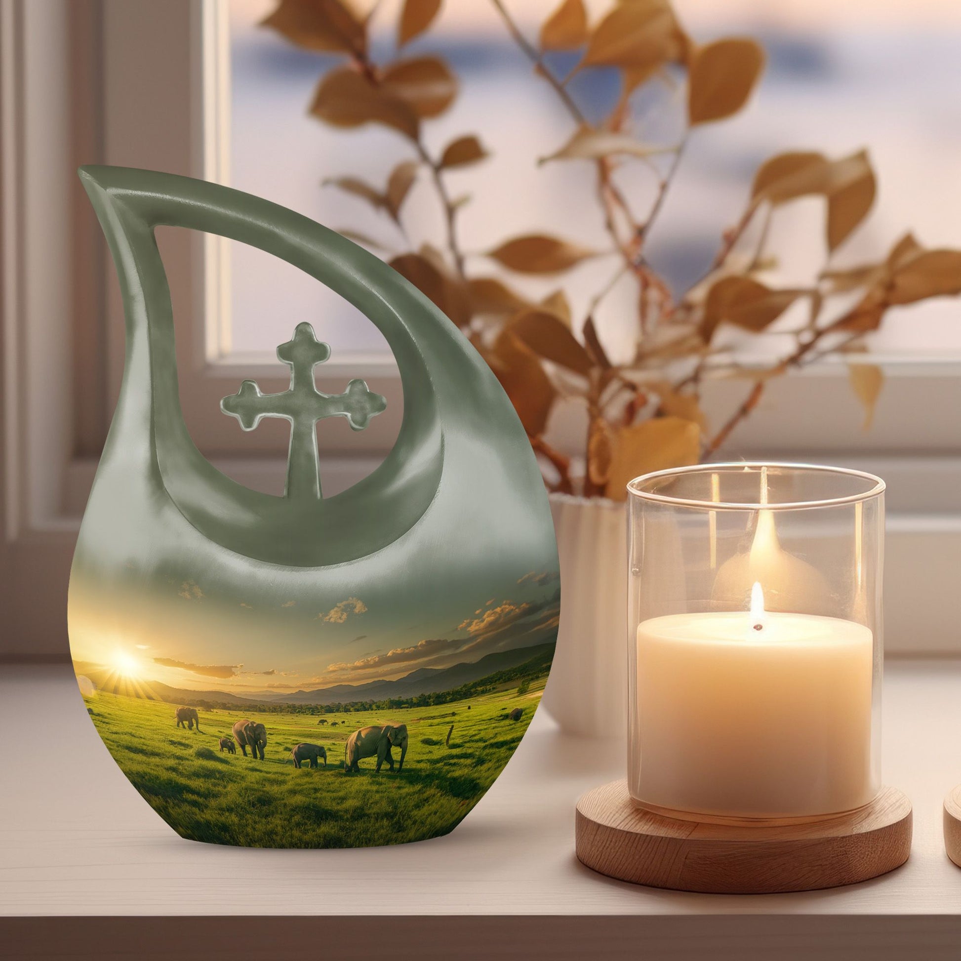 10-inch Pink Elephant Family Urn 