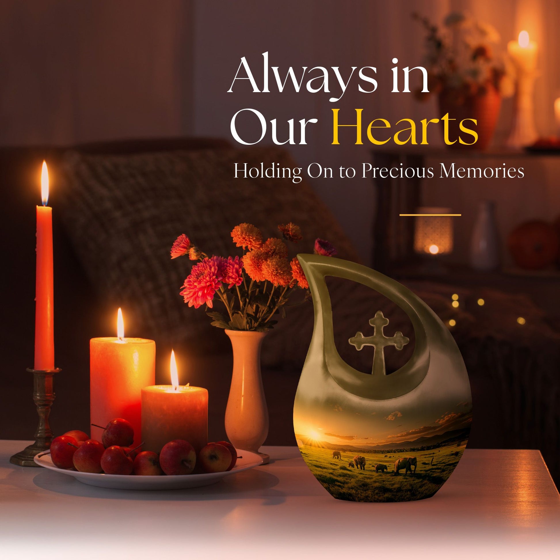 10-inch Pink Elephant Family Urn 