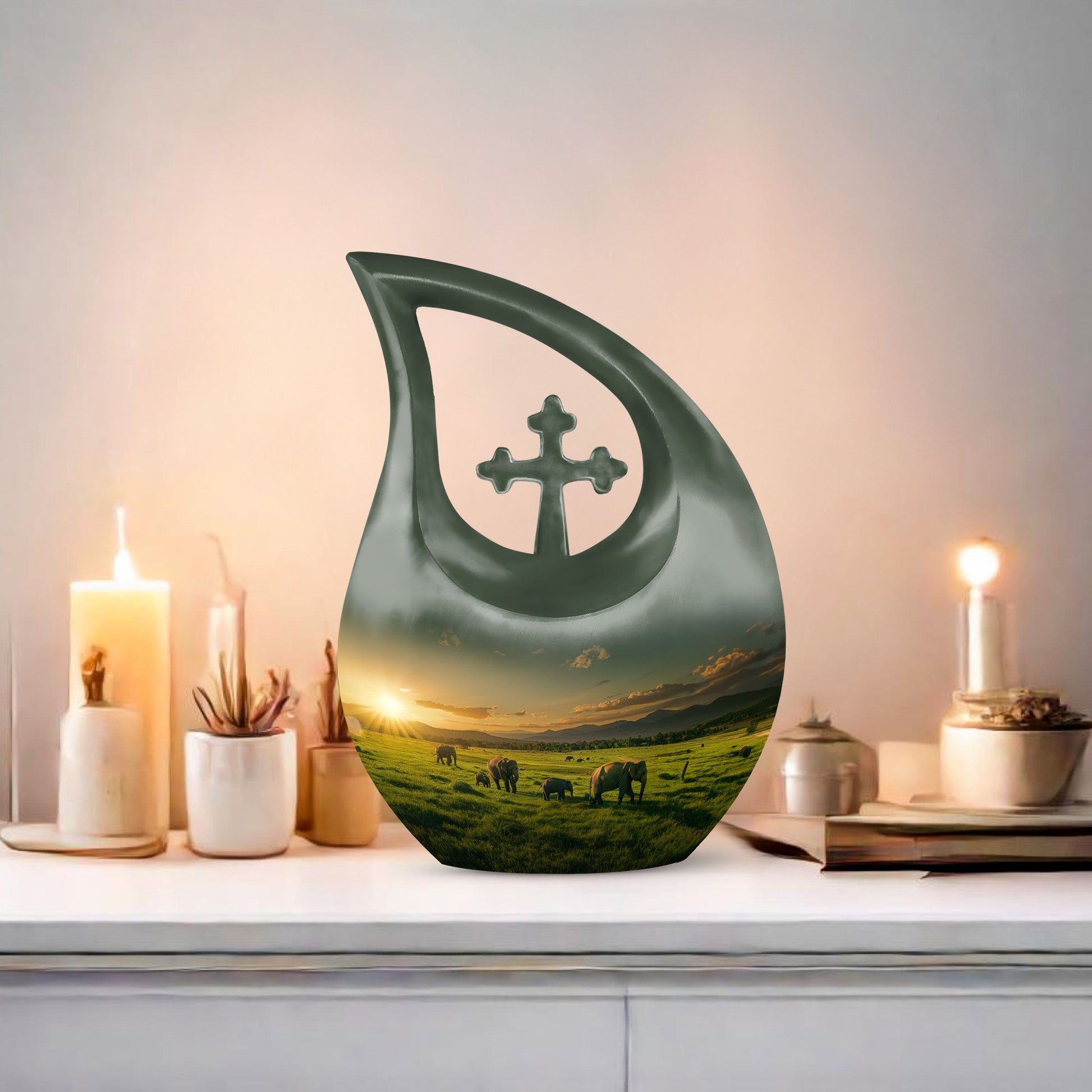 10-inch Pink Elephant Family Urn 