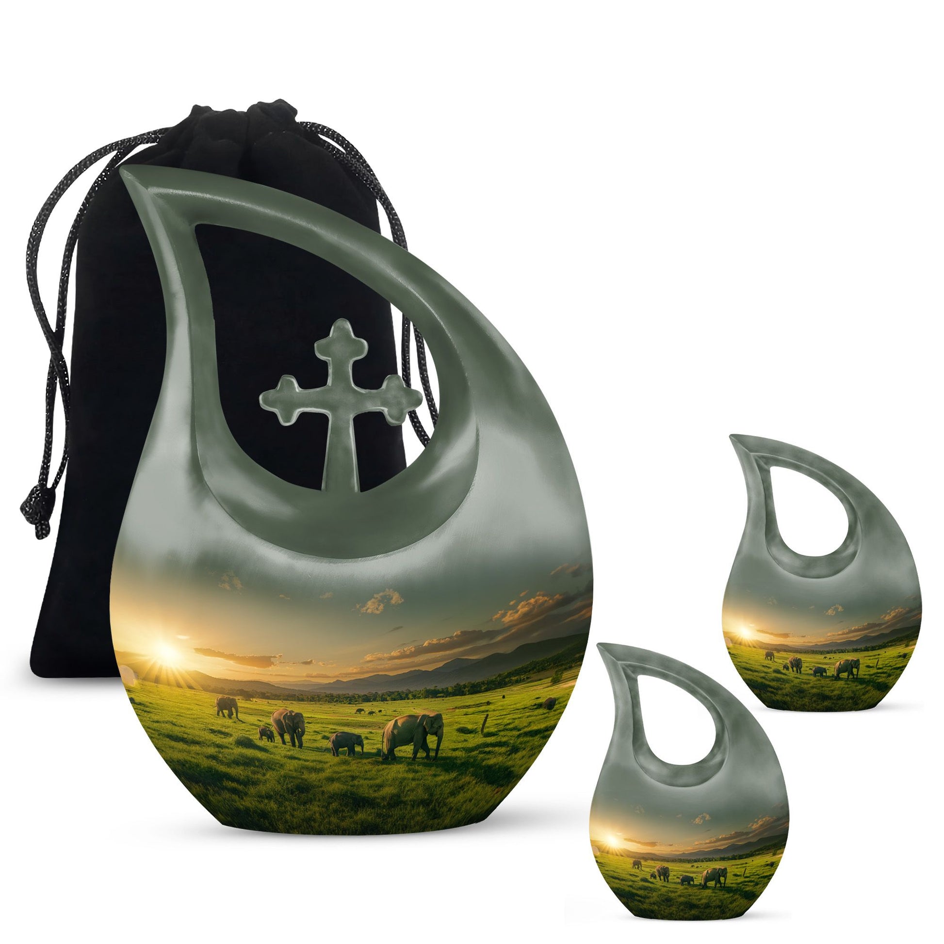 10-inch Pink Elephant Family Urn 