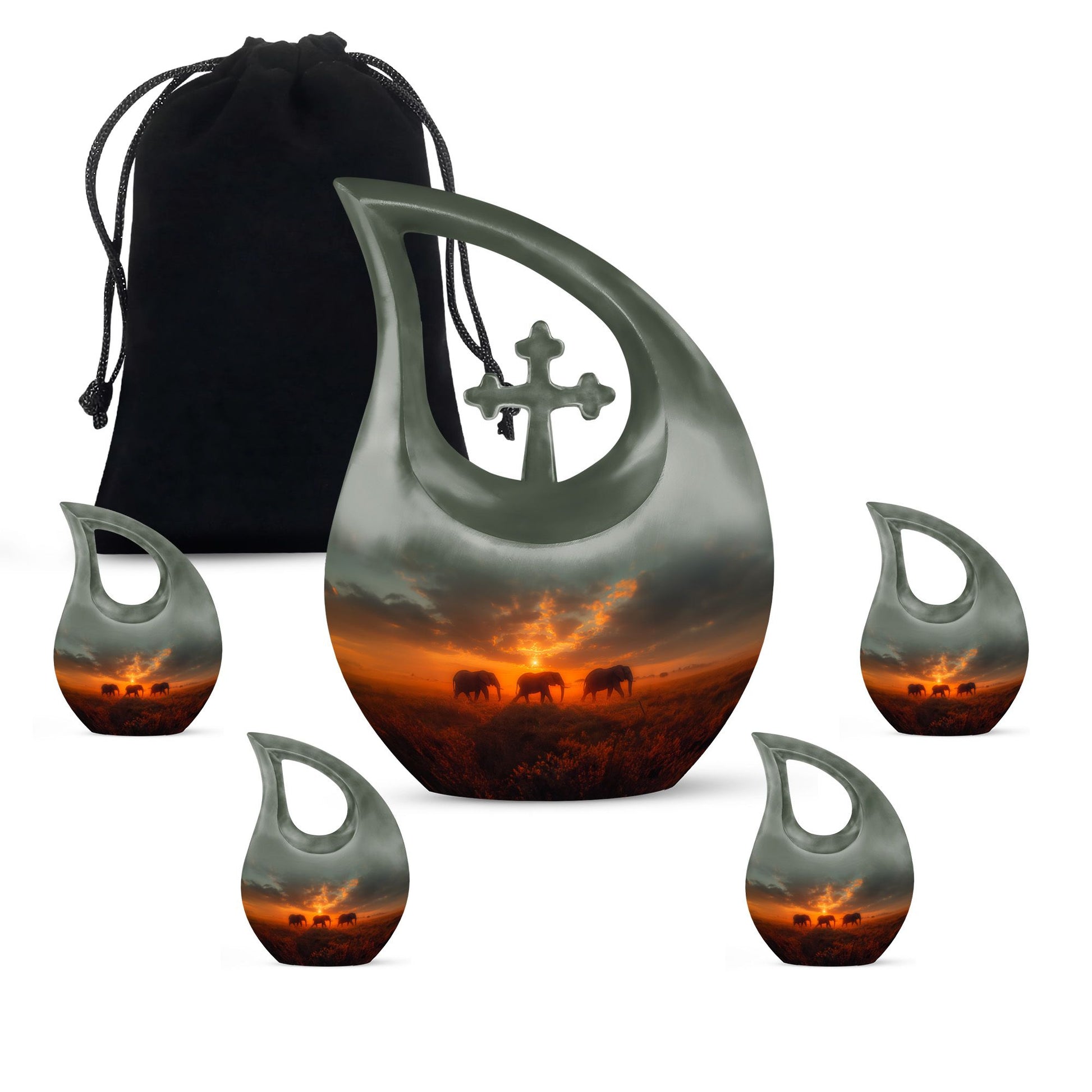 10-inch Elephant Family Urn