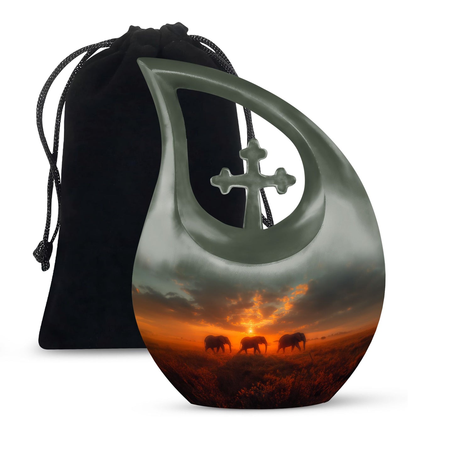 Personalized Elephant Cremation Urn for Men & Women - 10-inch, 200 cu in - Yatskia