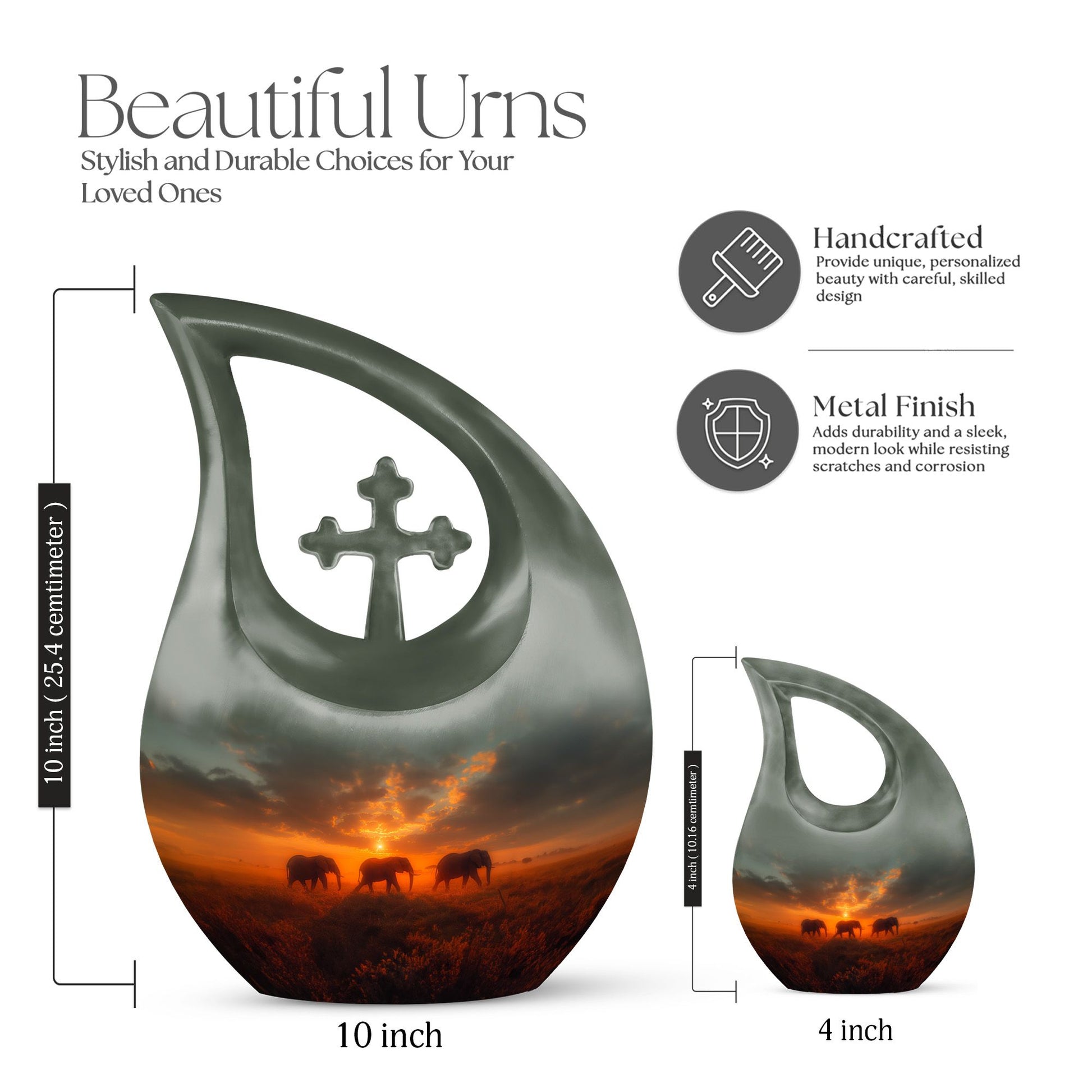 10-inch Elephant Family Urn